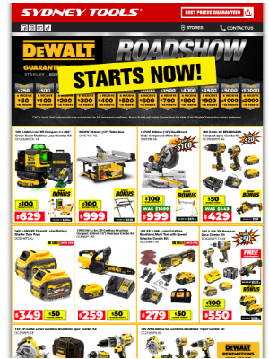 Sydney Tools (Australia) - Dewalt Roadshow Sale ON NOW! 🔥DON'T MISS OUT! Score up t0 $2000 in BONUS POINTS! Shop In-Store or Online Today