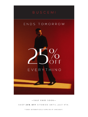 BUSCEMI - This Is It: 25% Off Everything