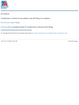 TravelCenters of America - TravelCenters of America - 8-K (Current report filing) SEC Filing