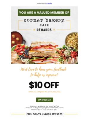 Corner Bakery Cafe - peggy, Your Opinion Matters!