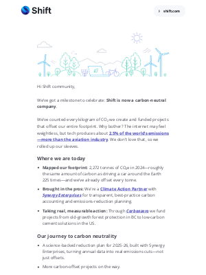 Shift - It’s official. We’re carbon-neutral