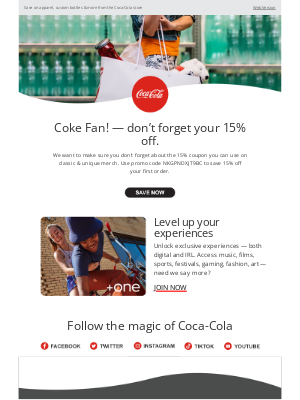 Coca-Cola Store - Don't miss out on your 15% savings, Coke Fan.