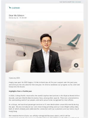 Cathay Pacific Airways - A New Year message from Cathay Group CEO Ronald Lam