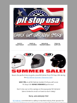 Pit Stop USA - Summer Clearance: Save now on B2 Helmets!