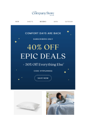 The Company Store - 40% Off EPIC Deals