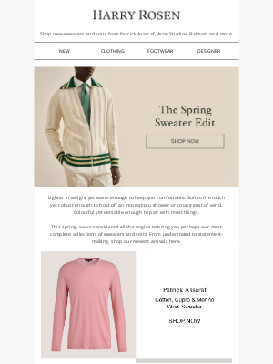 Harry Rosen - NEW ARRIVALS: Spring Sweaters & Knits