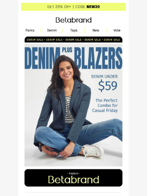 Betabrand - Your Casual Friday Uniform = Denim + Blazer ✔️