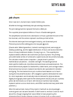 Seth Godin - Seth's Blog : Job churn