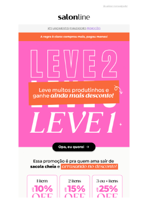 Salon Line (Brazil) - Sua sacola cresce e seu desconto também! 🛍️
