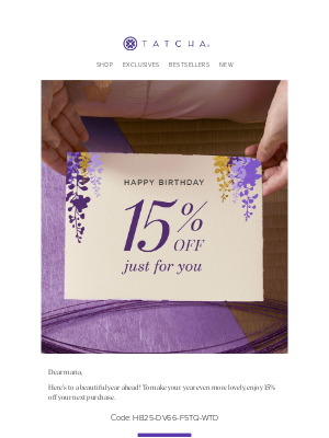 Tatcha - Happy birthday! We have a gift for you.