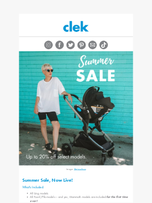 Clek - Summer Sale, Now Live!