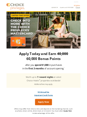 Choice Hotels - Your Reminder 🔔 60,000 Points Could Be Yours