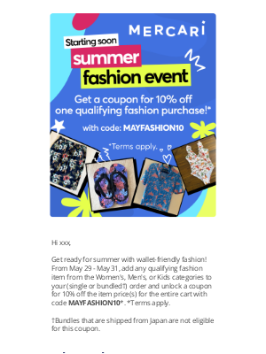 Mercari - Get Ready: Summer Fashion Sale Is Almost Here! 🛍️