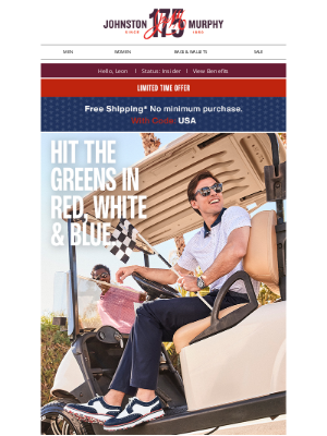Johnston & Murphy - Red, White & Free (Shipping)