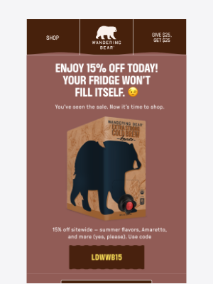 Wandering Bear Coffee - 15% off all your favorites!