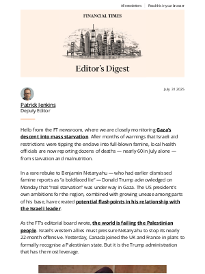 Financial Times - Gaza’s descent into mass starvation