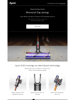 Dyson - Last chance for Memorial Day savings