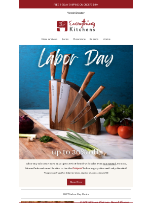Everything Kitchens - Labor Day Sales START TODAY💥Up to 30% OFF KitchenAid, Fiesta®, Mason Cash...