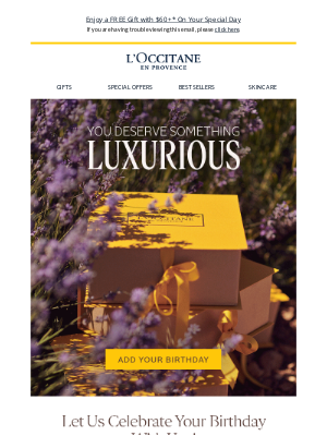 L'Occitane USA - Sign up for Our birthday perks!