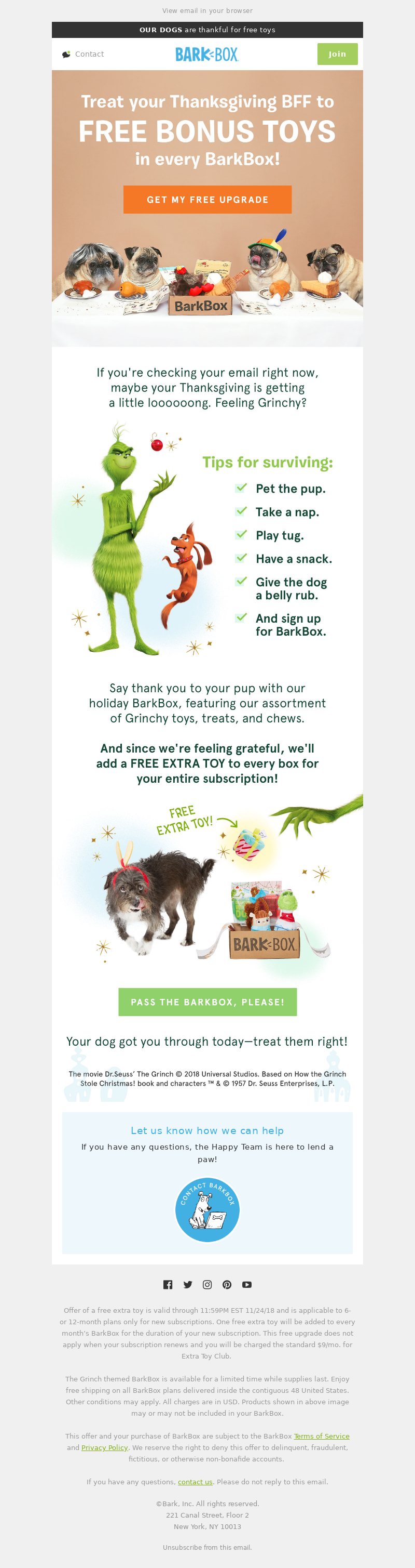 Funny Thanksgiving email from Backshop