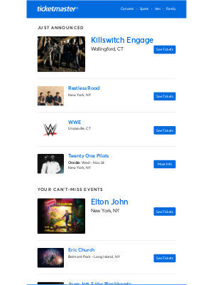 Live Nation - WWE, Restless Road, Killswitch Engage & more near you!