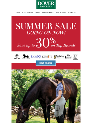 Dover Saddlery - It's Time for 30% Off Top Brands!