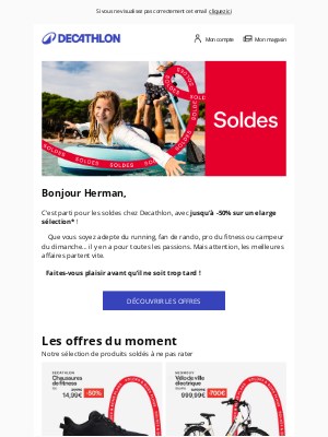 Decathlon (France) - 🔴 SOLDES : jusqu'à -50% sur une sélection