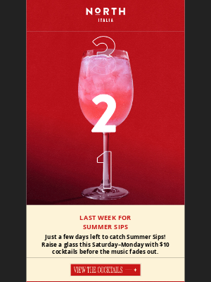North Italia - $10 cocktails this weekend!