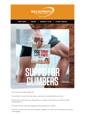 Bulk Nutrients(Australia) - Supplementation for Climbers 🧗‍♂️