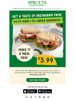 Sprouts Farmers Market, Inc. - Level Up Lunch with Our $5 Sandwich!