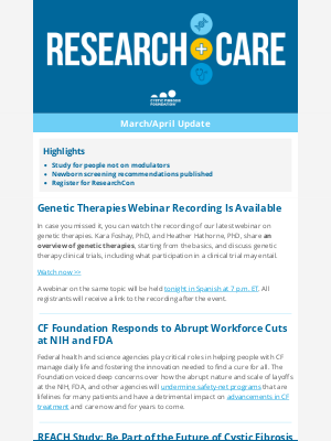 Cystic Fibrosis Foundation - Research and care update: March/April edition