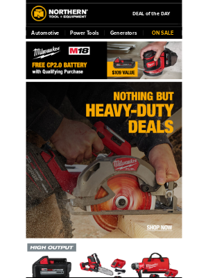Northern Tool + Equipment - Milwaukee Sale Ends Today | Kits, Batteries, Power Tools & More