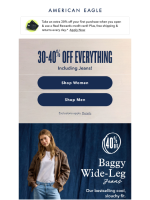 American Eagle Outfitters - This sale is TOO good: 30-40% off everythinggg