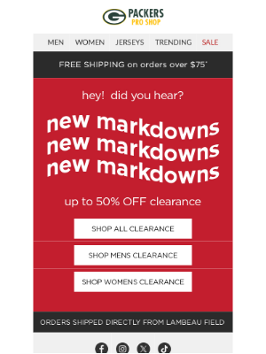 Green Bay Packers - Did You Hear? CLEARANCE is Here!