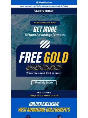 West Marine - Free Gold Membership Happening Now 🥇