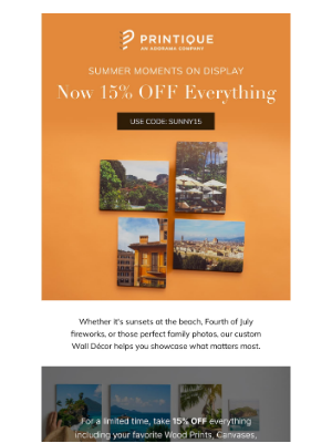 Printique - Your 15% off sitewide deal is waiting!