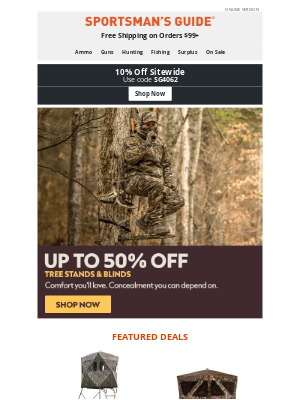 Sportsman's Guide - Up to 50% Off Tree Stands & Blinds >> You see them…they’ll never see you.