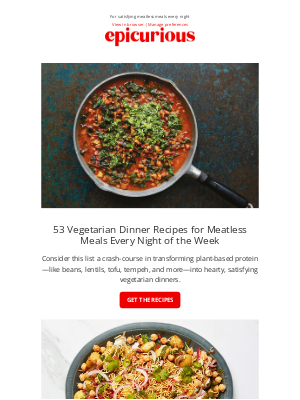 Epicurious - 53 vegetarian dinner recipes