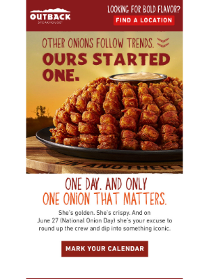Outback Steakhouse - Mark your Calendar, Mate! 📅