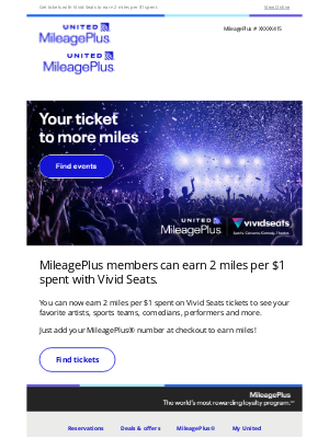 United Airlines - Earn miles on your next concert, sporting event and more