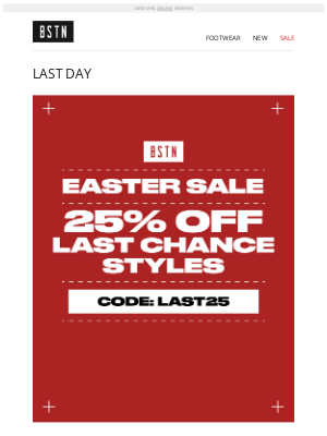 BSTN (Germany) - Letzter Tag: Extra -25% auf unsere Last Chance Styles! ✨