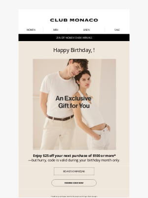 Club Monaco - Happy Birthday, from Club Monaco