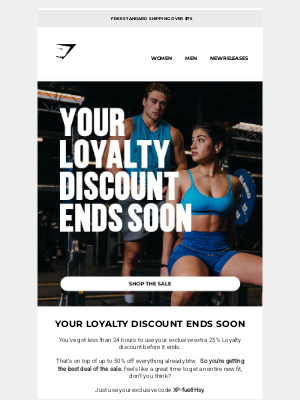 Gymshark - 🚨 Less than 24 hours left for extra 25% off 🚨
