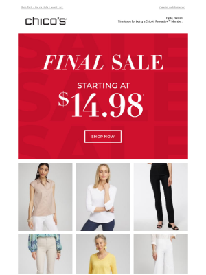 Chico's - Final Sale: Starting at $14.98