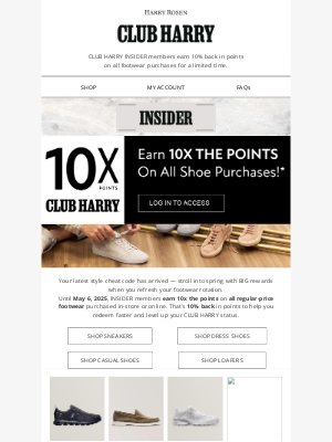 Harry Rosen - 10x Points on Shoe Purchases NOW LIVE!