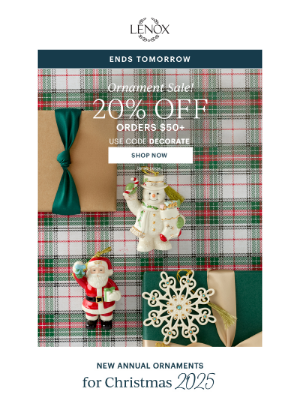 Oneida - 20% Off Ornaments Expires Soon