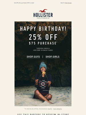 Hollister birthday promo code best sale