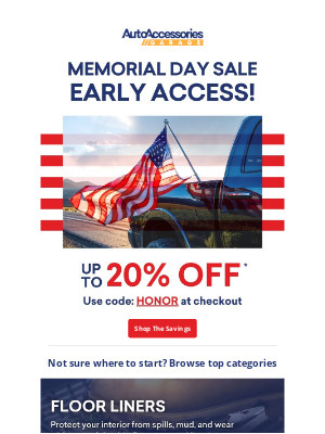 AutoAccessoriesGarage - Unlock Early Memorial Day Deals! 🎉