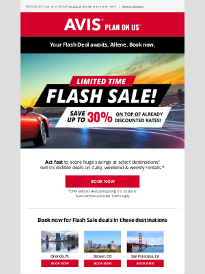 Avis Car Rental - 🔥 Allene, still looking for a Flash Sale deal?