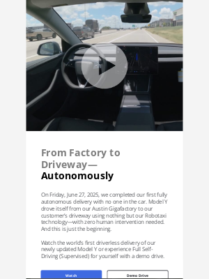 Tesla - We Just Made Our First Completely Driverless Delivery